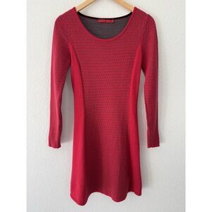 Krimson Klover 100% Merino Wool Dress Womens Small Polka Dot Red Grey